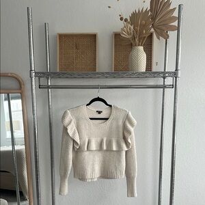 Elegant Cream Sweater with Ruffle Detail